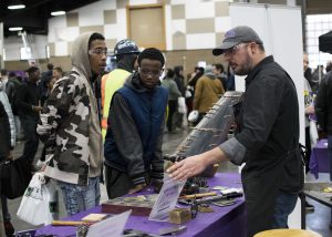 Students interact with exhibits at the 10th annual Pierce County Career Day on Nov. 8, 2017.