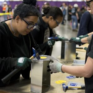 Students interact with exhibits at the 10th annual Pierce County Career Day on Nov. 8, 2017.