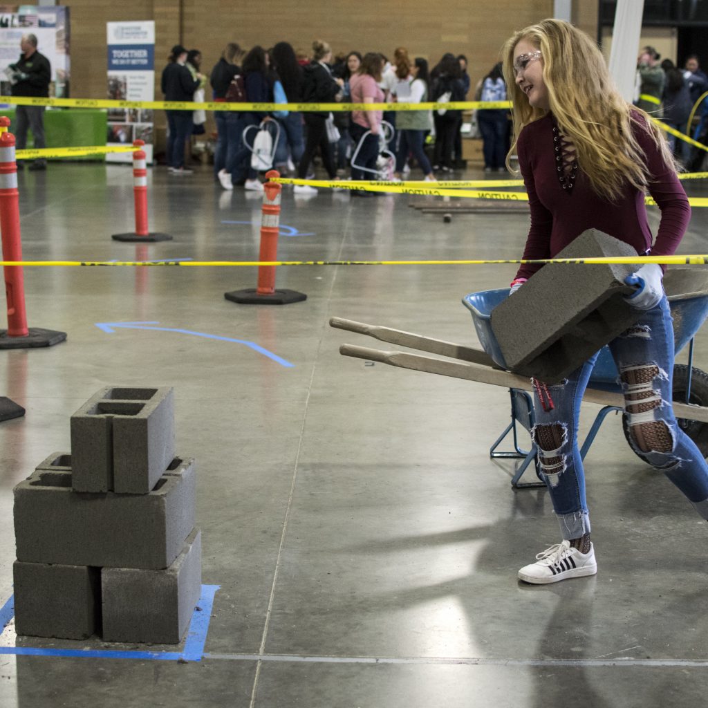 Students interact with exhibits at the 10th annual Pierce County Career Day on Nov. 8, 2017.