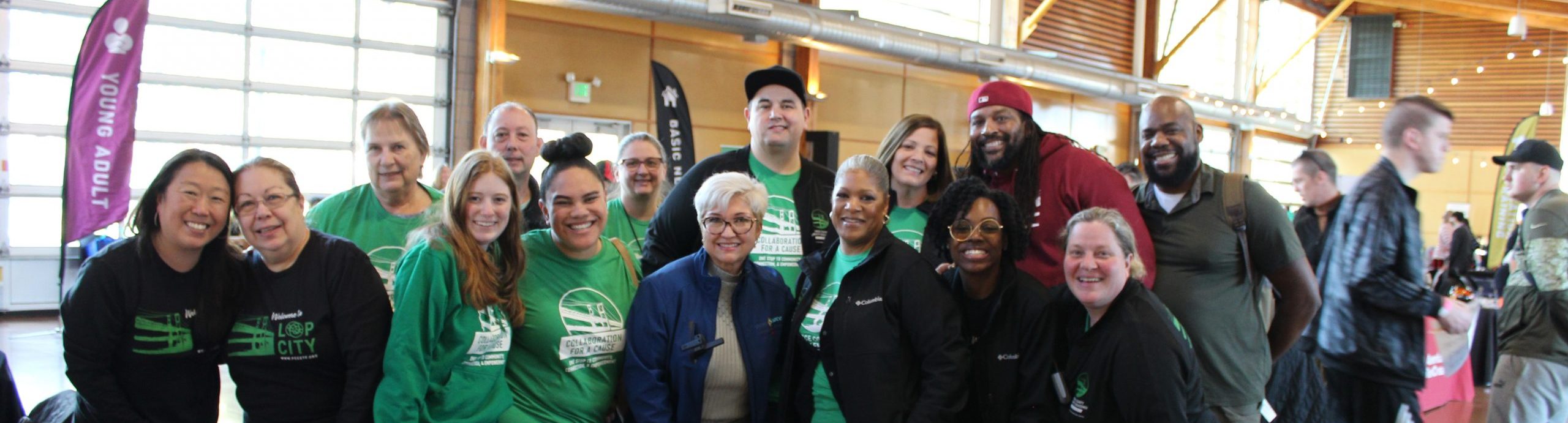 Pierce County Community Engagement Task Force members pose at the March 2023 Collaboration for a Cause resource and job fair event.